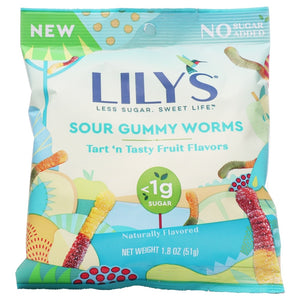 LILY'S Sour Gummy Worms Tart'n Tasty Fruit Flavors 1.8 OZ Packs